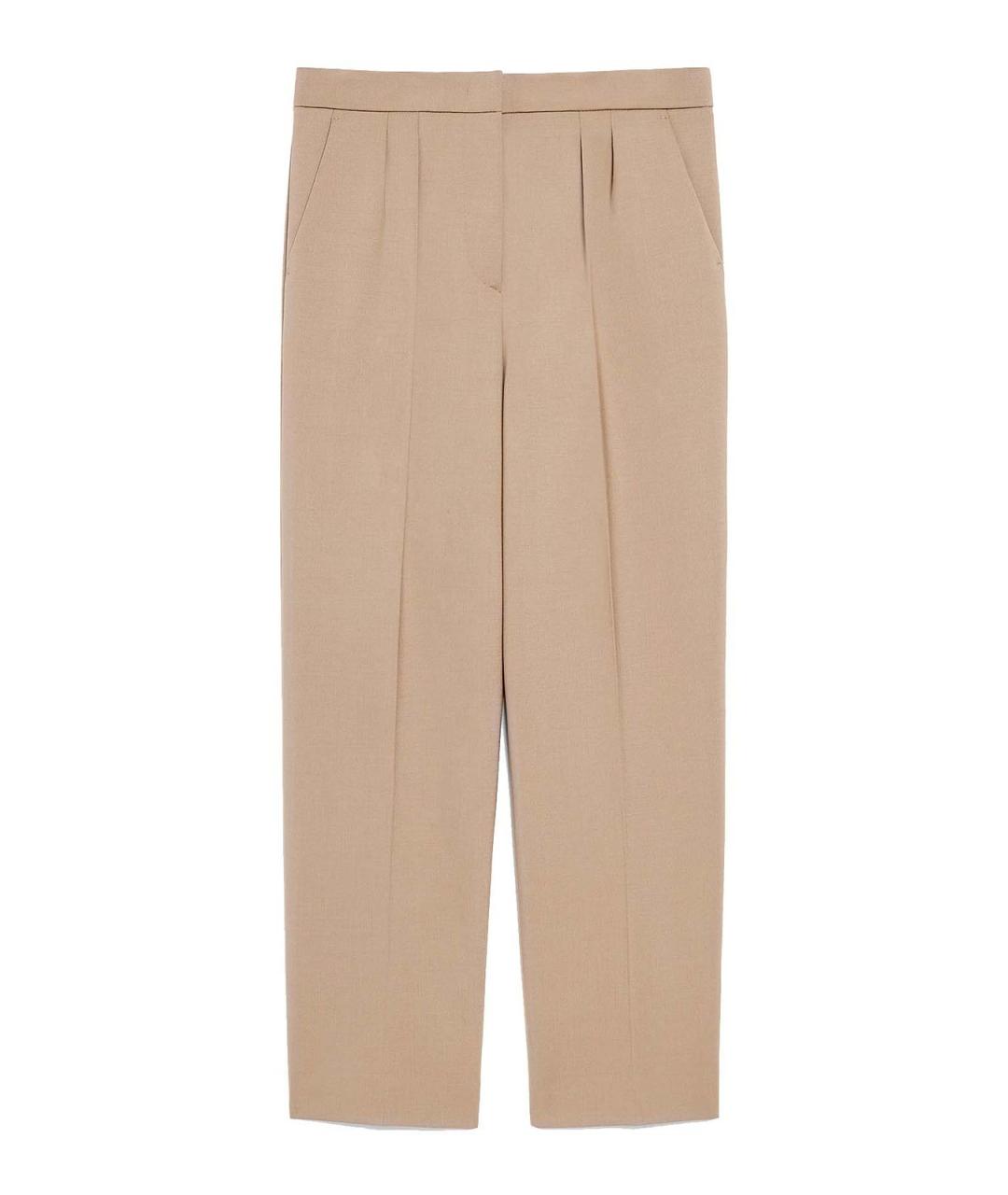 MAX MARA Бежевые шерстяные прямые брюки, фото 1
