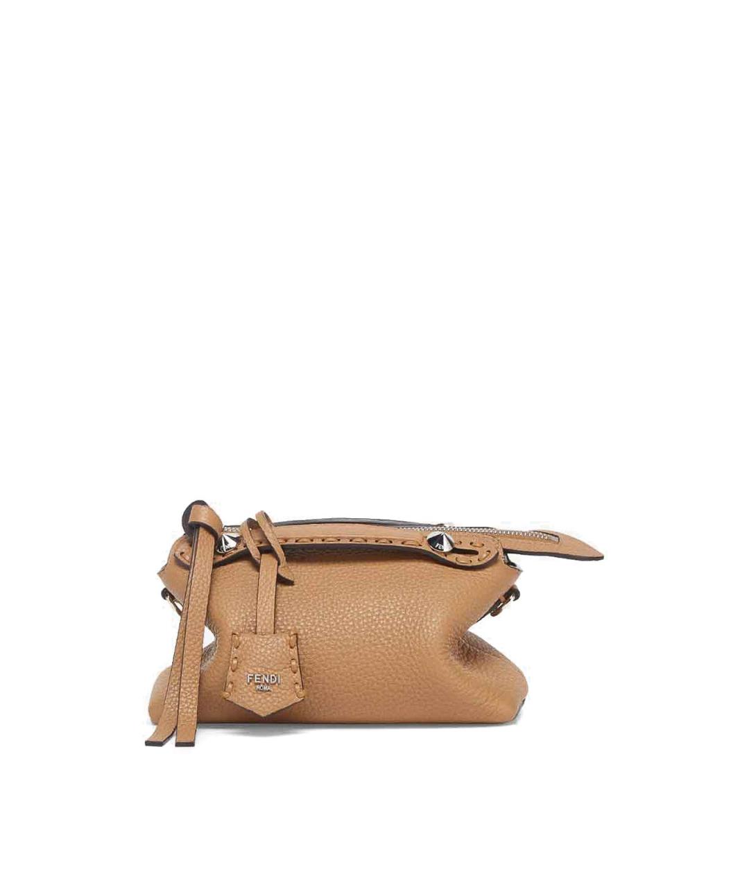 FENDI Бежевая кожаная сумка через плечо, фото 1