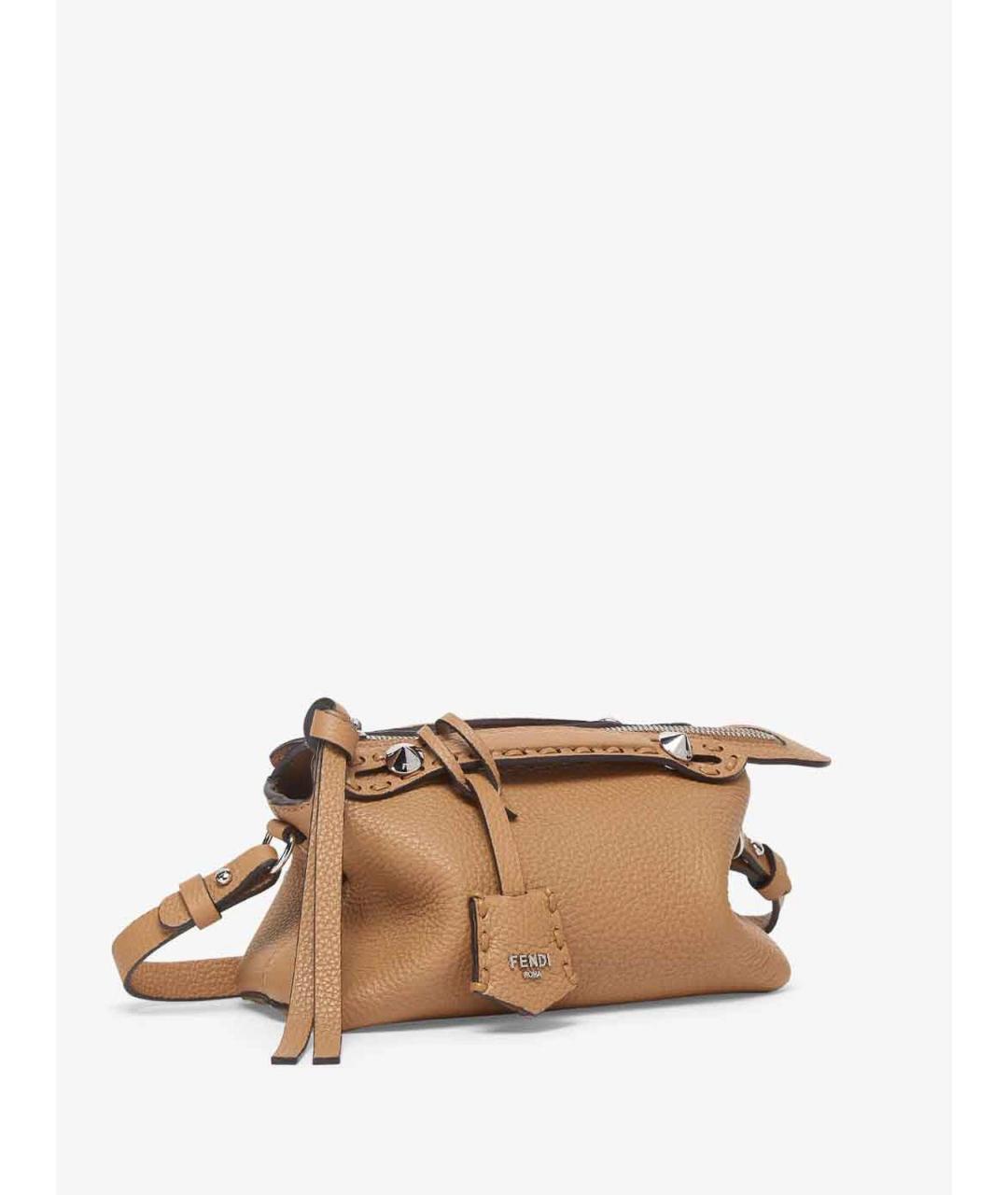 FENDI Бежевая кожаная сумка через плечо, фото 2