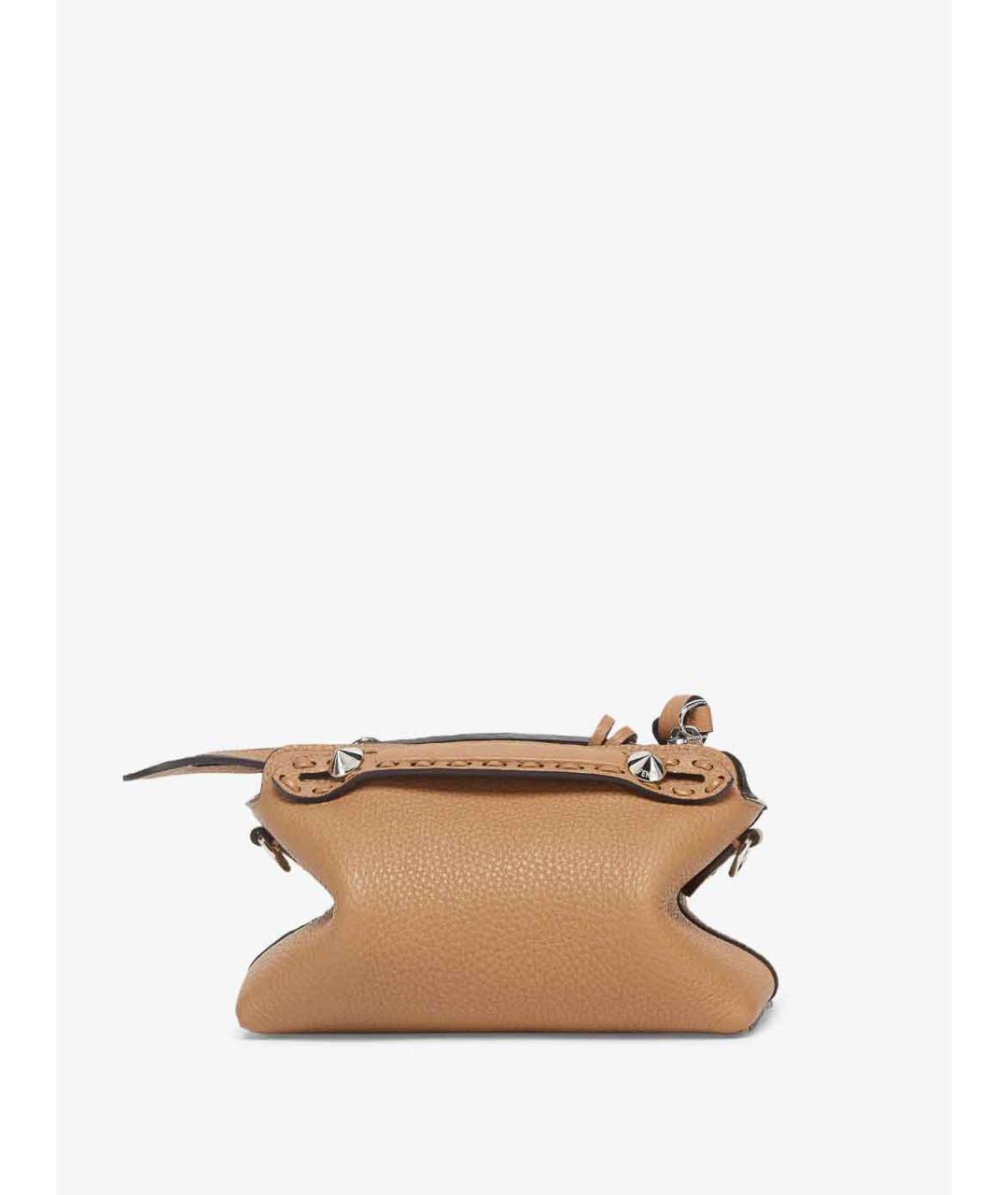 FENDI Бежевая кожаная сумка через плечо, фото 3