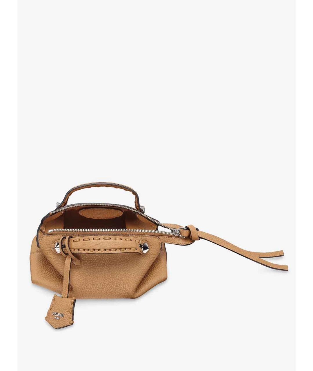 FENDI Бежевая кожаная сумка через плечо, фото 4