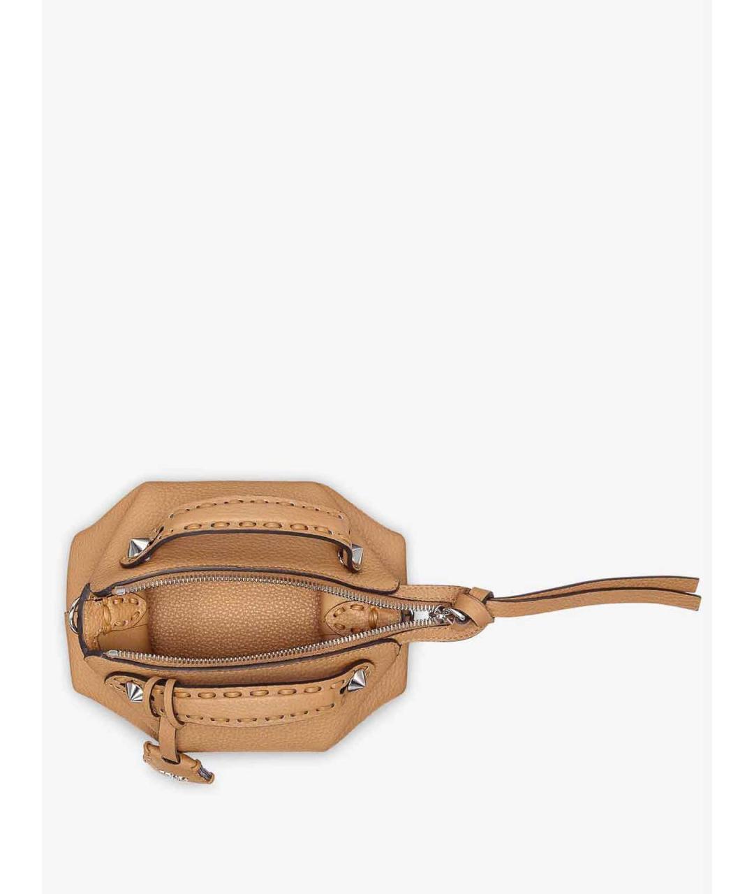 FENDI Бежевая кожаная сумка через плечо, фото 5