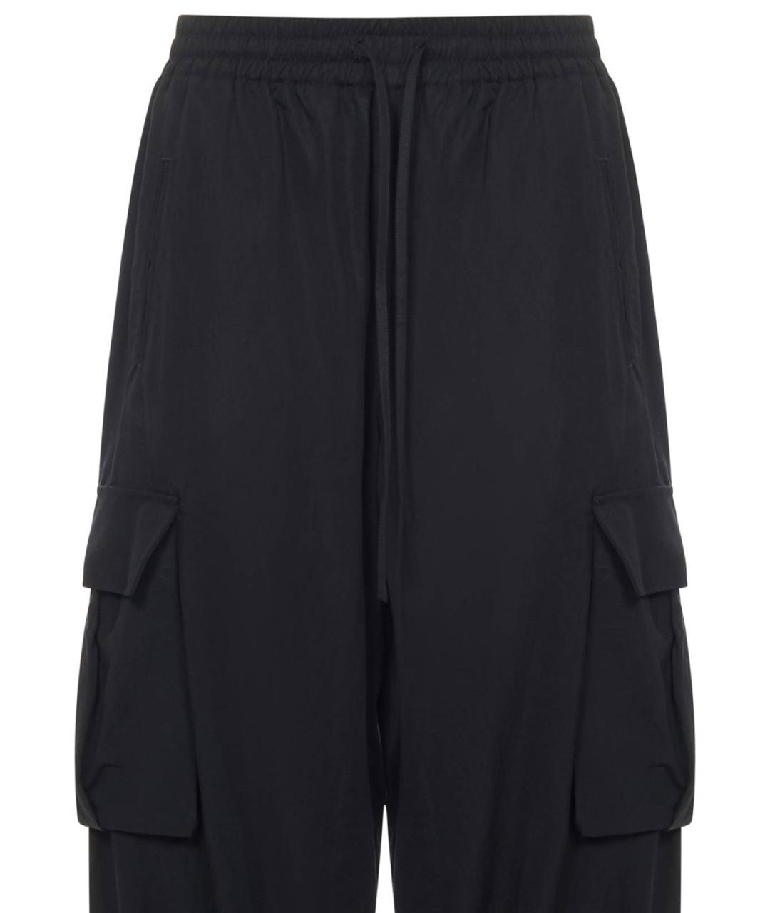 Y-3 Черные полиамидовые брюки широкие, фото 4