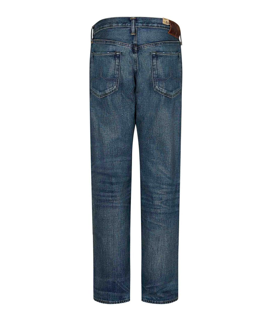RALPH LAUREN Синие хлопковые прямые джинсы, фото 2