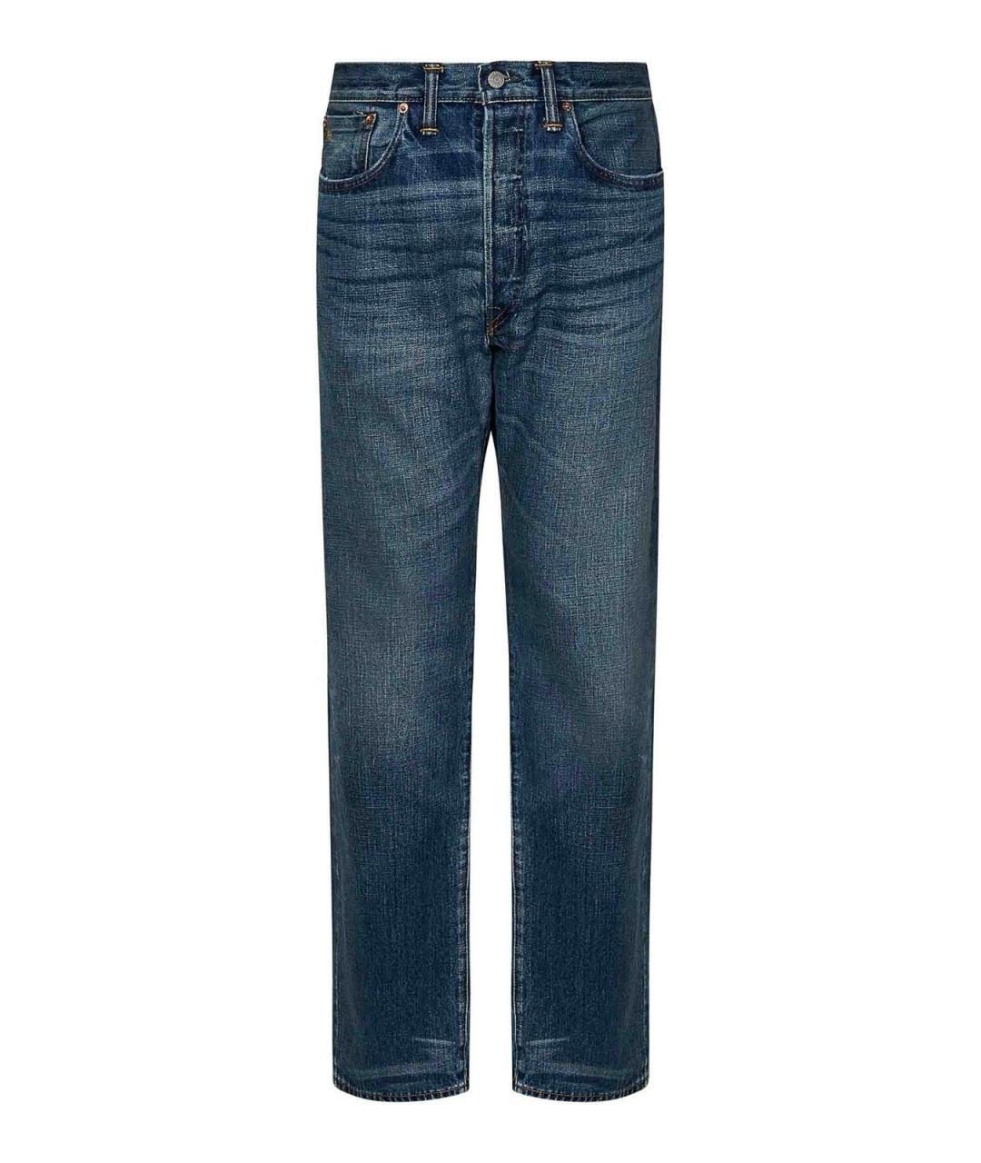 RALPH LAUREN Синие хлопковые прямые джинсы, фото 1