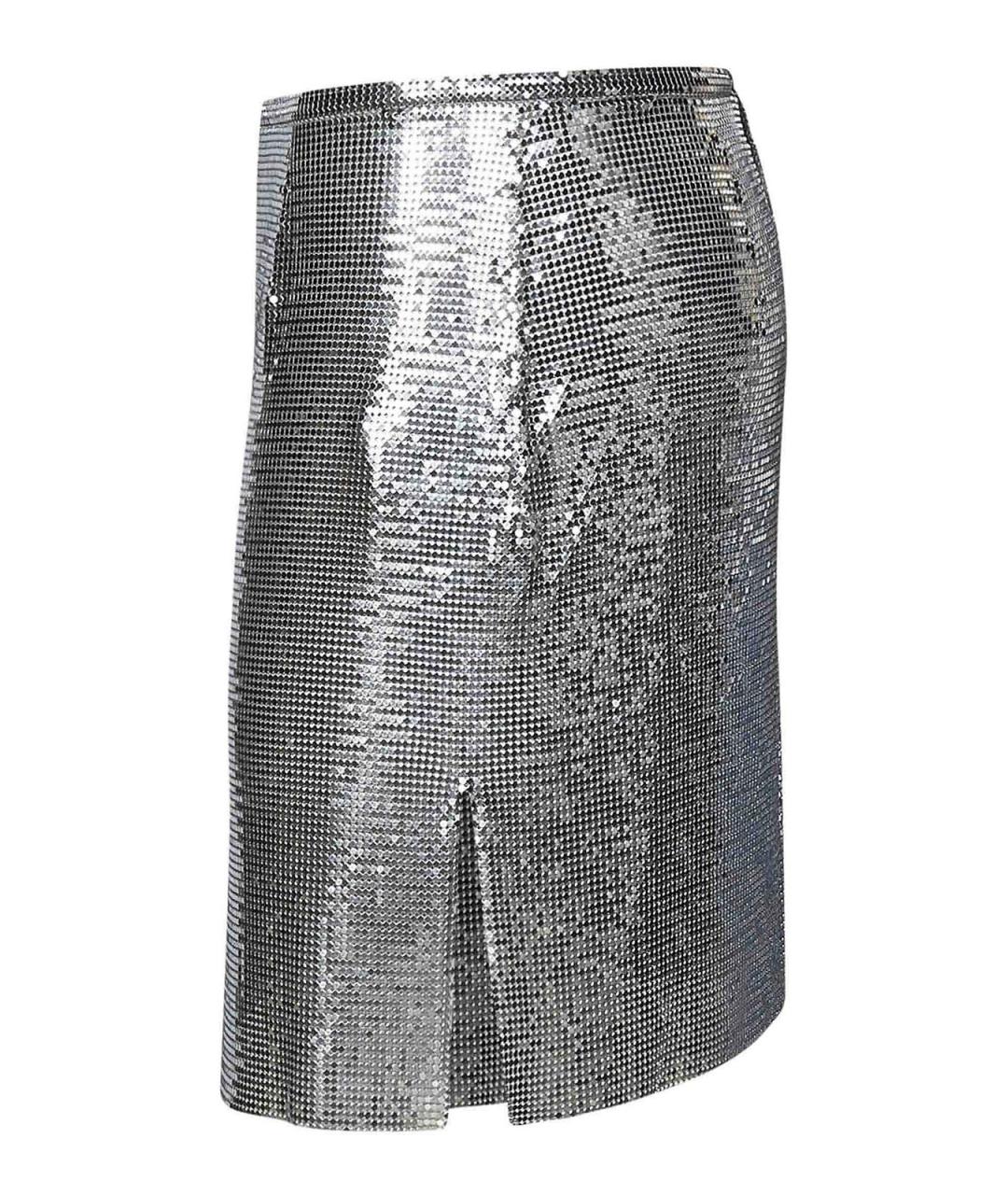PACO RABANNE Серебряная полиэстеровая юбка мини, фото 3