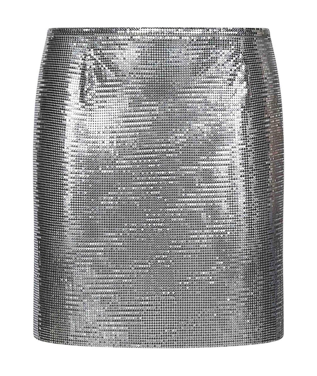 PACO RABANNE Серебряная полиэстеровая юбка мини, фото 1