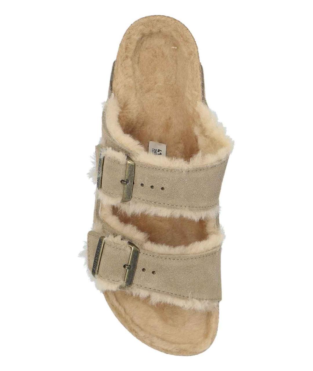 BIRKENSTOCK Бежевые замшевые шлепанцы, фото 3
