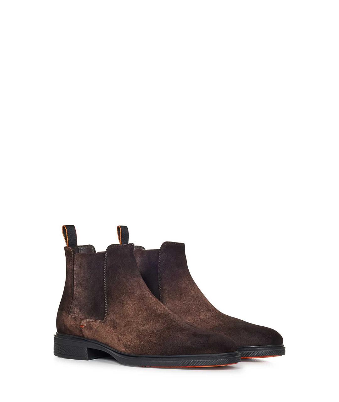 SANTONI Коричневые кожаные высокие ботинки, фото 2