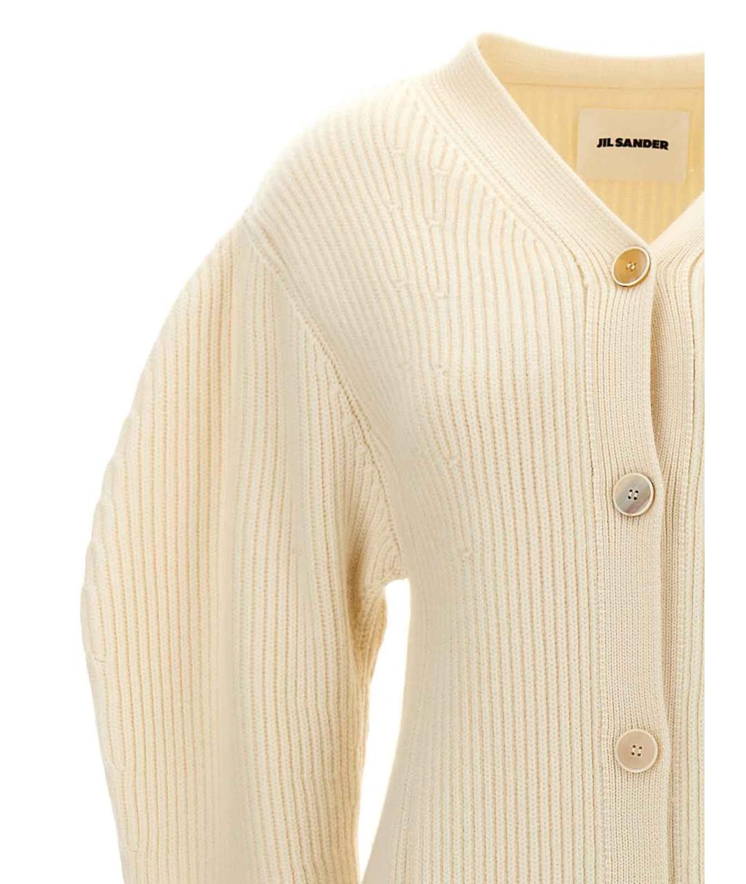 JIL SANDER Белый шерстяной кардиган, фото 3
