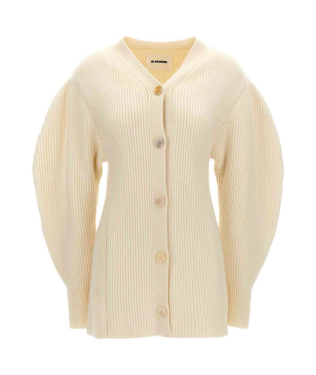 JIL SANDER Белый шерстяной кардиган, фото 1