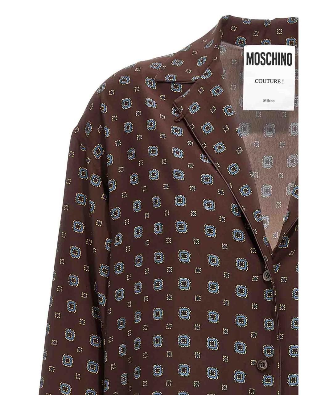 MOSCHINO Коричневая шелковая рубашка, фото 3