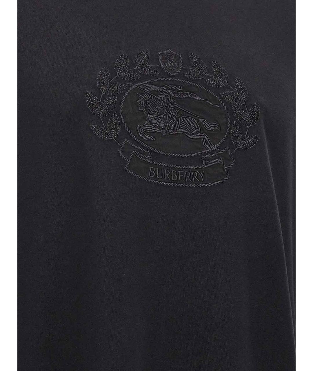 BURBERRY Черная хлопковая футболка, фото 4