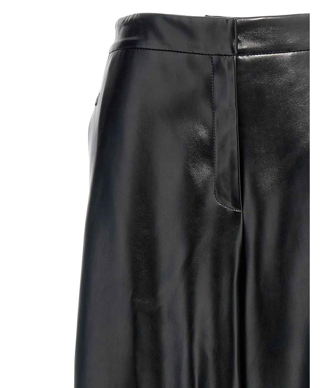 STELLA MCCARTNEY Черные кожаные брюки широкие, фото 4