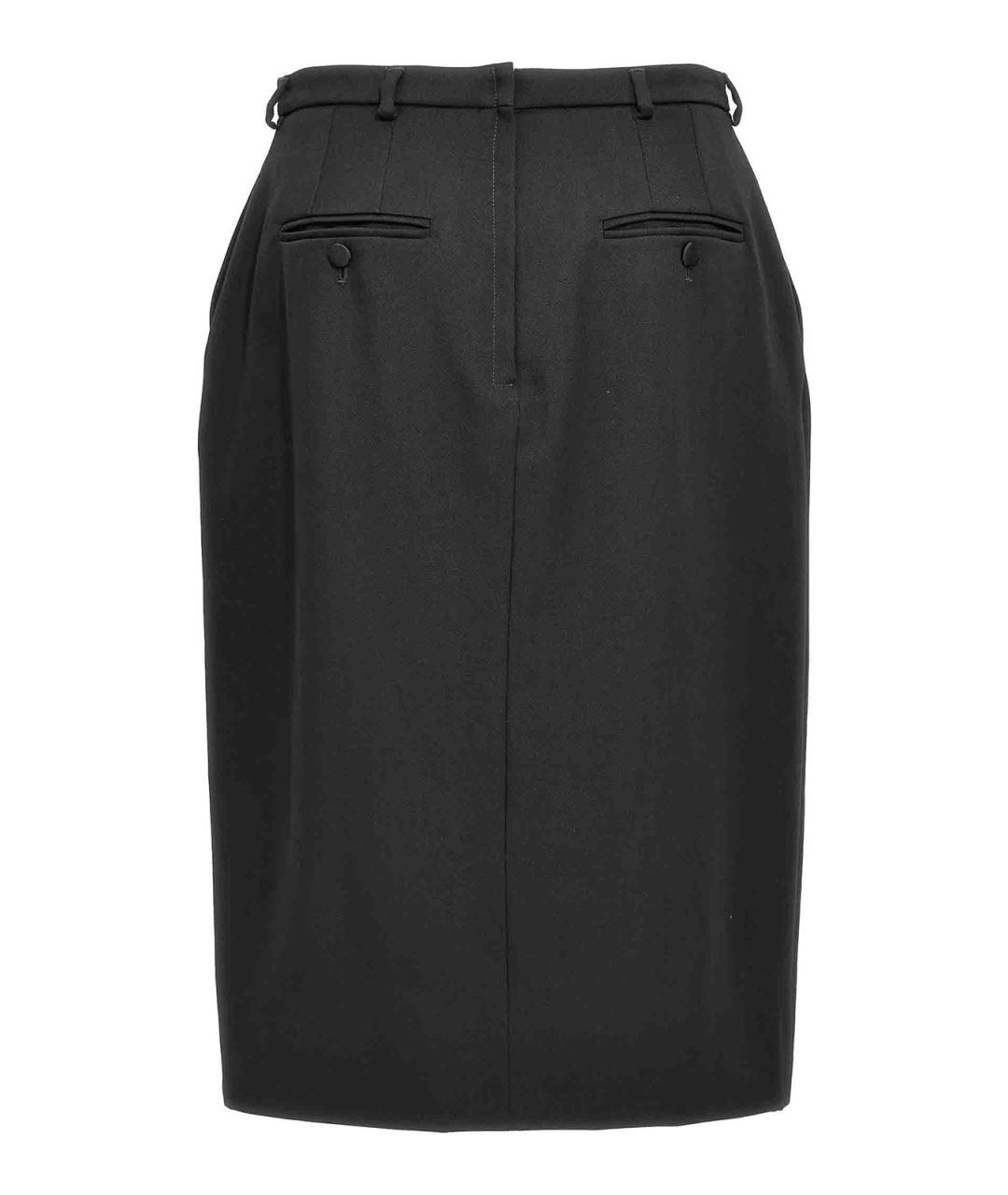 DOLCE&GABBANA Черная шерстяная юбка миди, фото 2