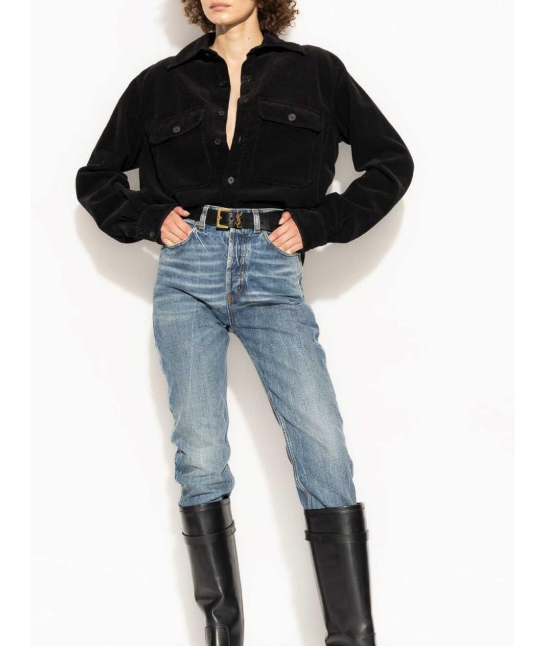 SAINT LAURENT Черная хлопковая классическая рубашка, фото 2
