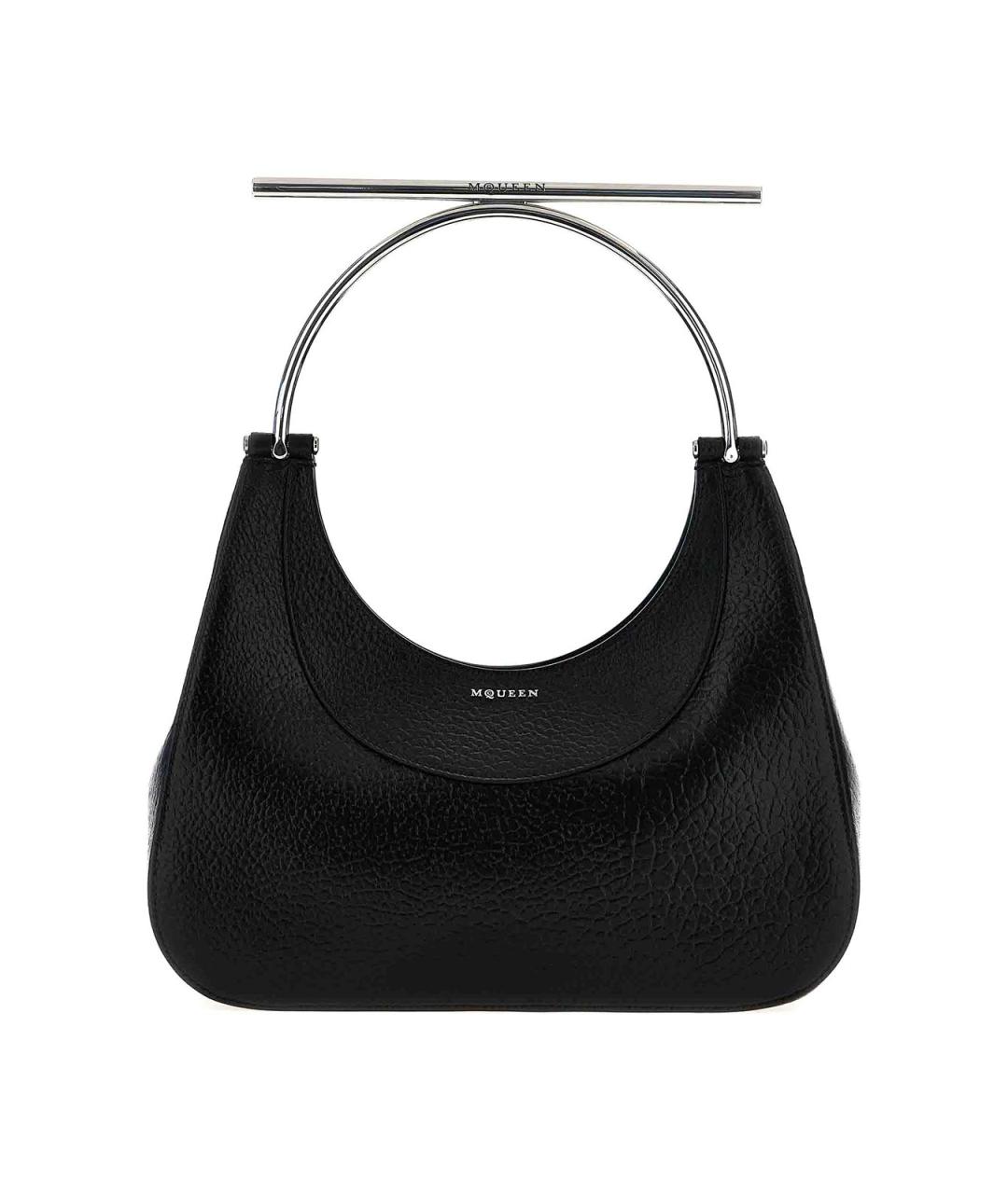 ALEXANDER MCQUEEN Черная кожаная сумка с короткими ручками, фото 1