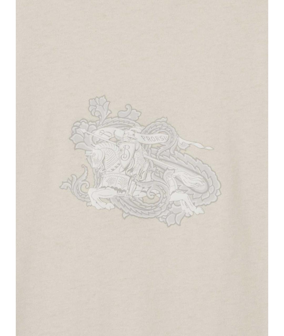 BURBERRY Бежевая хлопковая футболка, фото 4