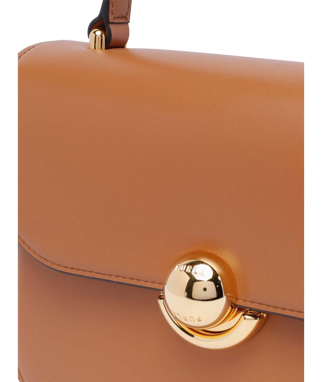 FURLA Коричневая кожаная сумка с короткими ручками, фото 4