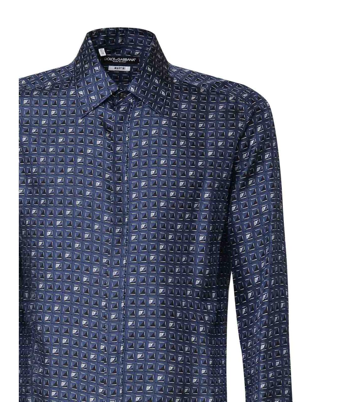 DOLCE&GABBANA Синяя шелковая классическая рубашка, фото 3