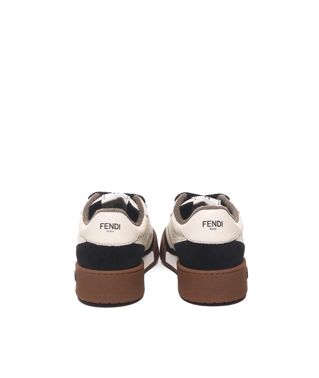 FENDI Белые кожаные низкие кроссовки / кеды, фото 2