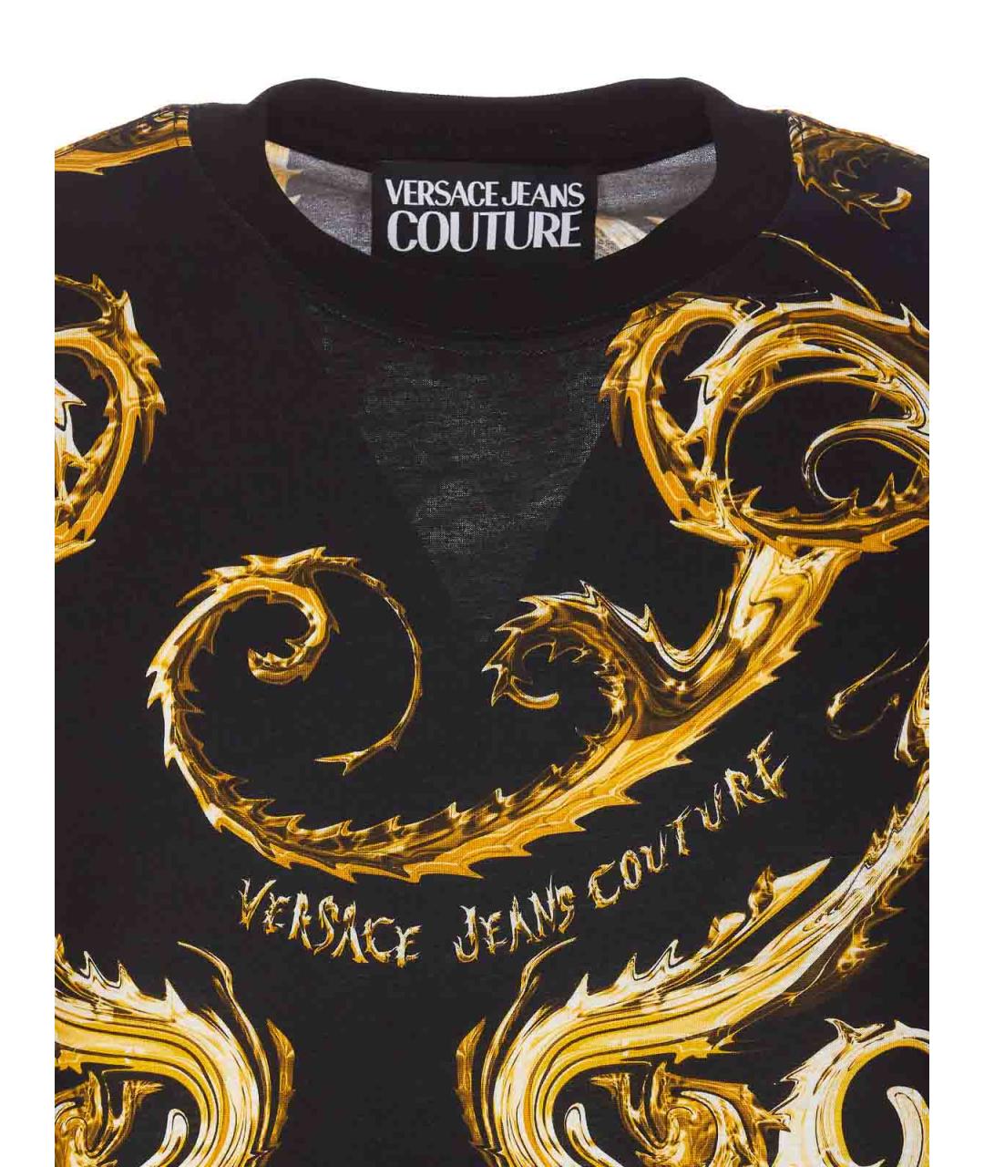 VERSACE JEANS COUTURE Черная хлопковая футболка, фото 4