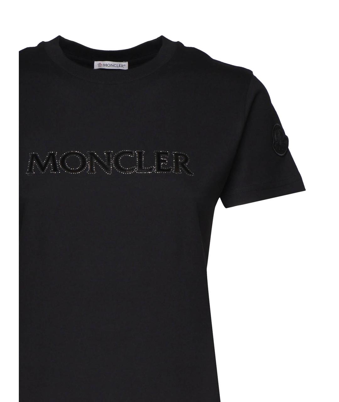 MONCLER Черная хлопковая футболка, фото 3