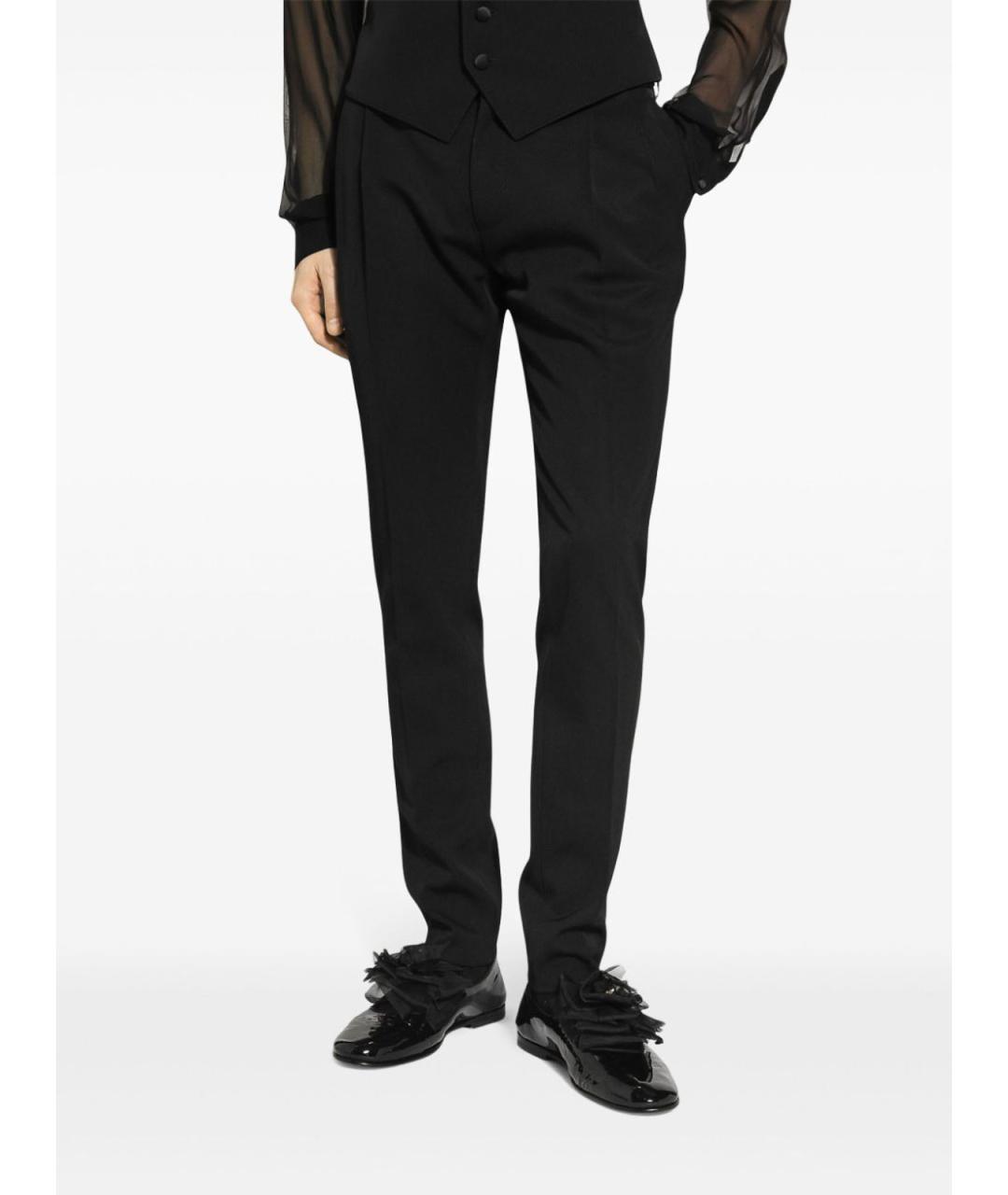 DOLCE&GABBANA Черные шерстяные классические брюки, фото 2