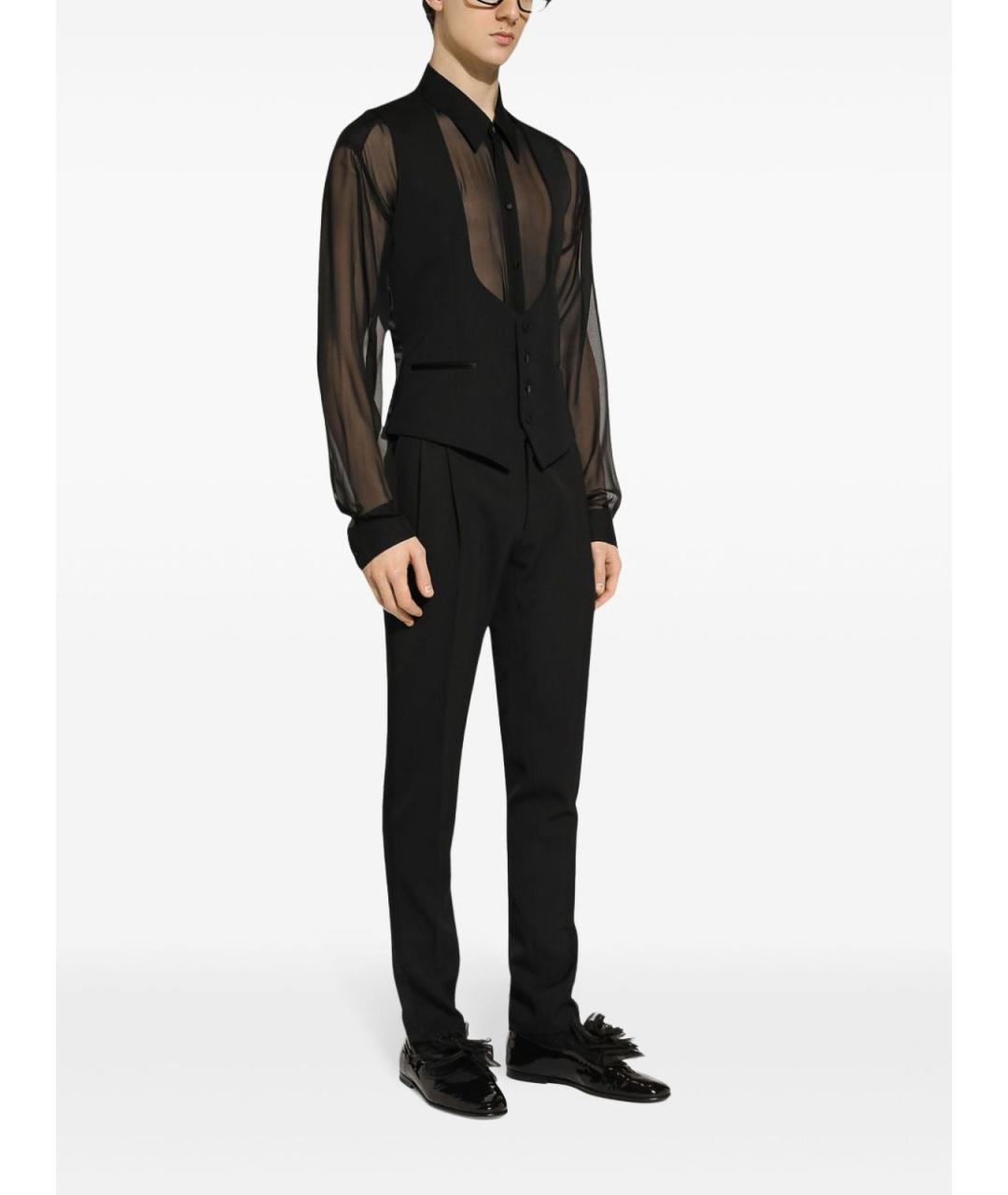 DOLCE&GABBANA Черные шерстяные классические брюки, фото 3
