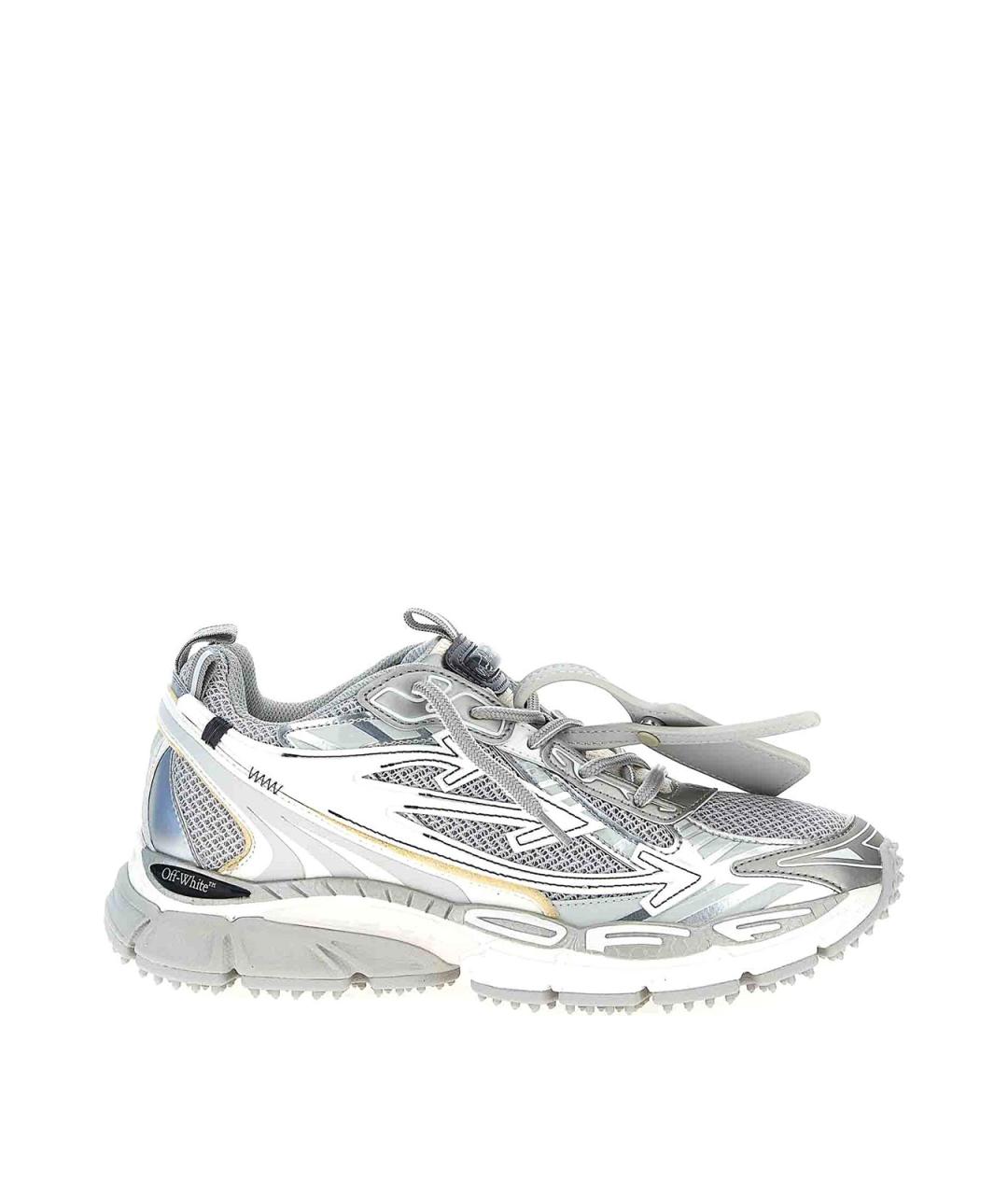 OFF-WHITE Серебряные текстильные кроссовки, фото 1