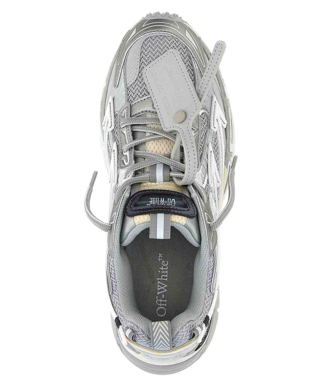 OFF-WHITE Серебряные текстильные кроссовки, фото 4