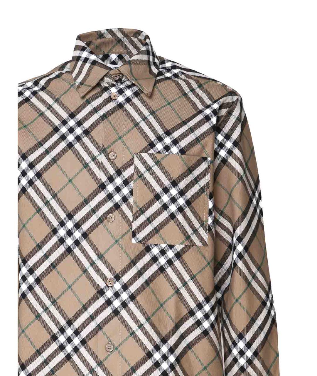 BURBERRY Бежевая шерстяная кэжуал рубашка, фото 3