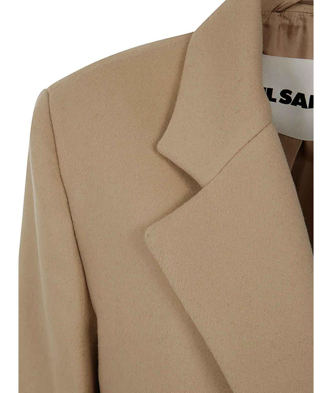 JIL SANDER Бежевое шерстяное пальто, фото 3