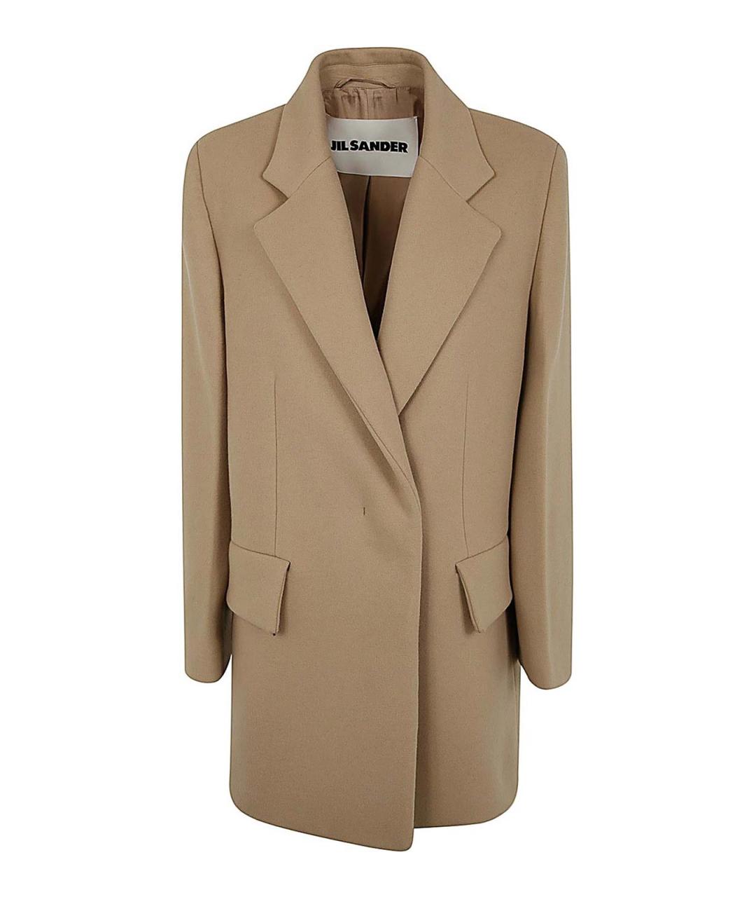 JIL SANDER Бежевое шерстяное пальто, фото 1