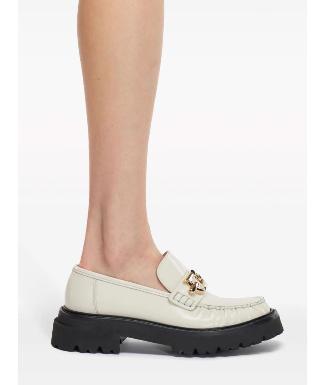 FERRAGAMO Белые кожаные лоферы, фото 4