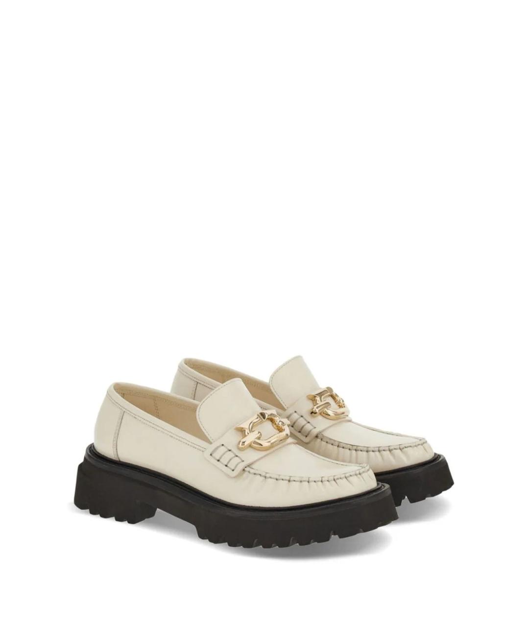 FERRAGAMO Белые кожаные лоферы, фото 2