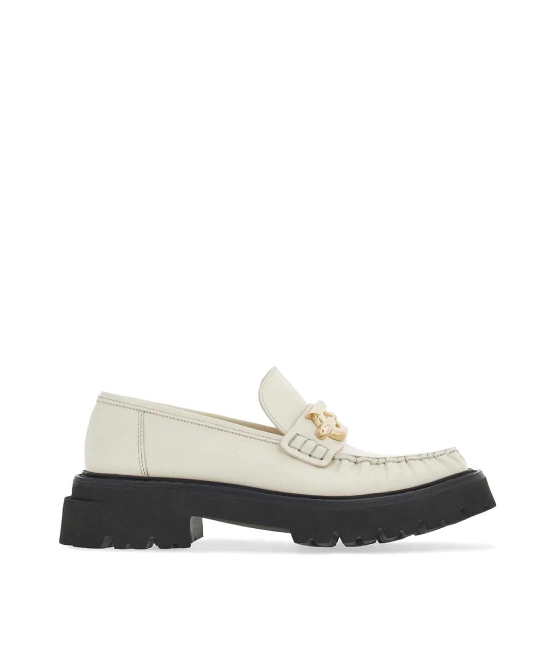 FERRAGAMO Белые кожаные лоферы, фото 1
