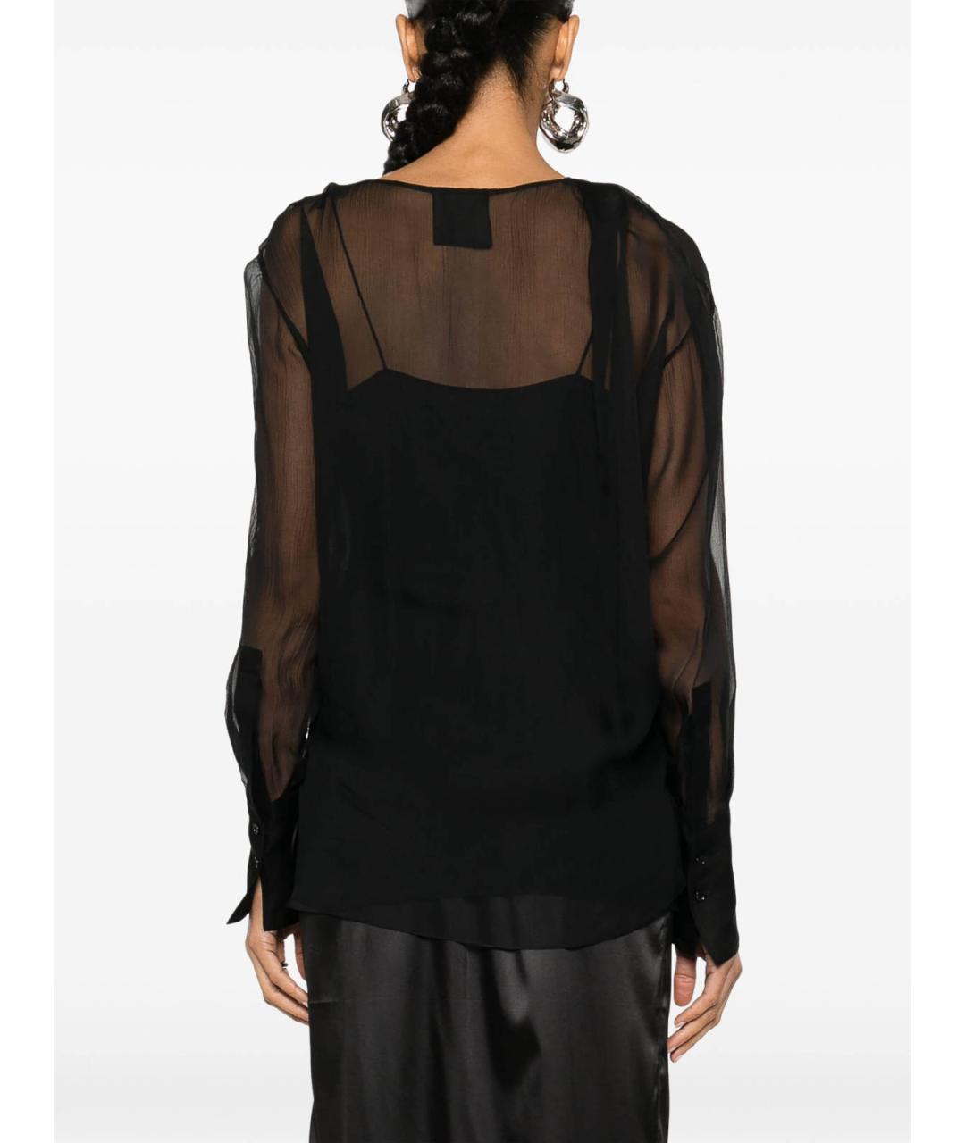 GIVENCHY Черная шелковая блузы, фото 4
