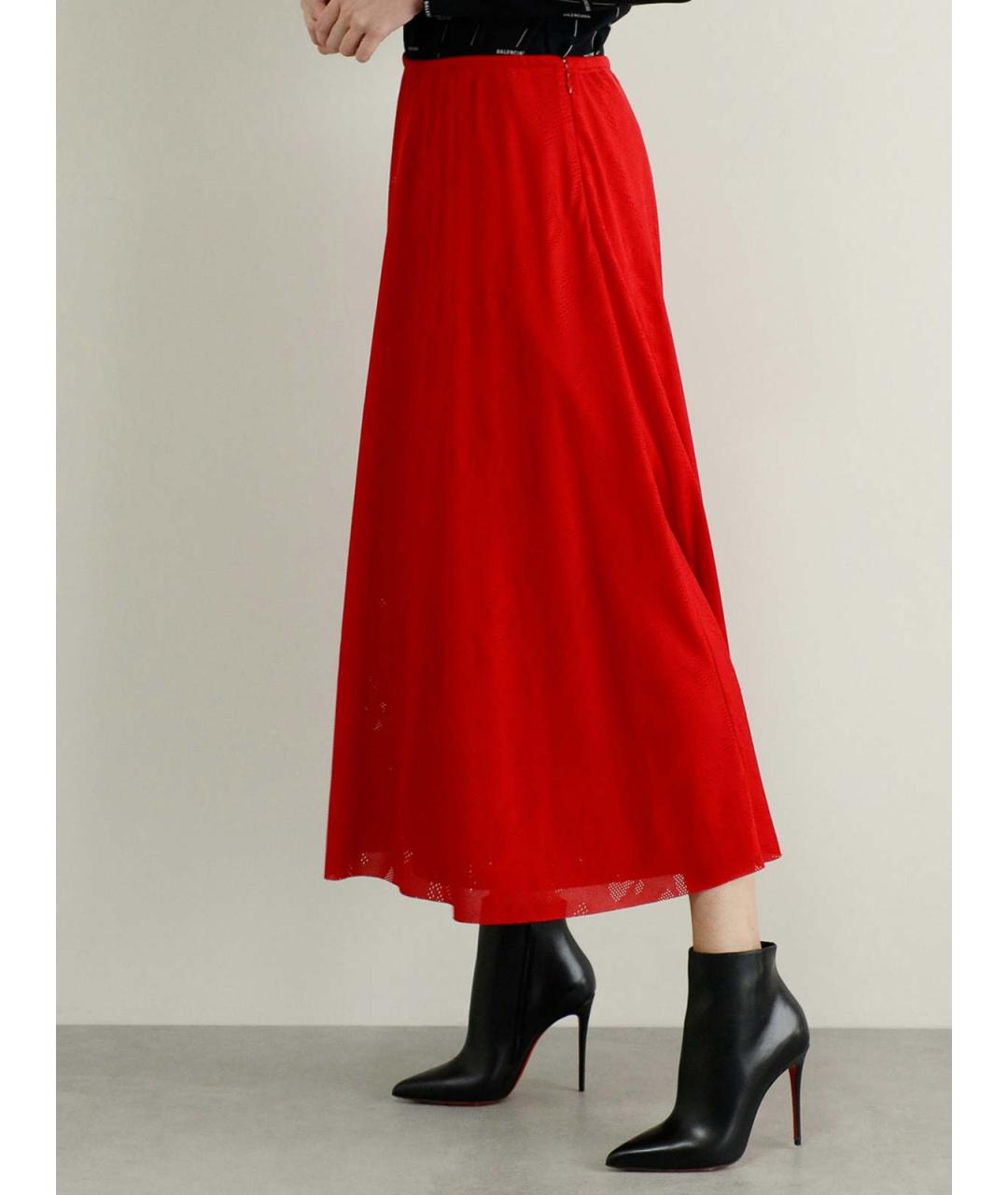 BALENCIAGA Красная полиэстеровая юбка миди, фото 4