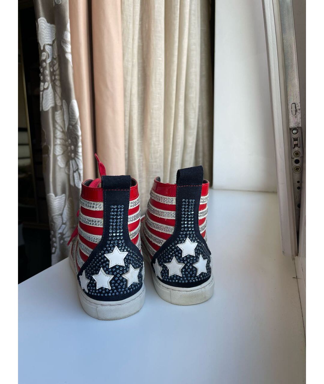 PHILIPP PLEIN Красные кроссовки из лакированной кожи, фото 3