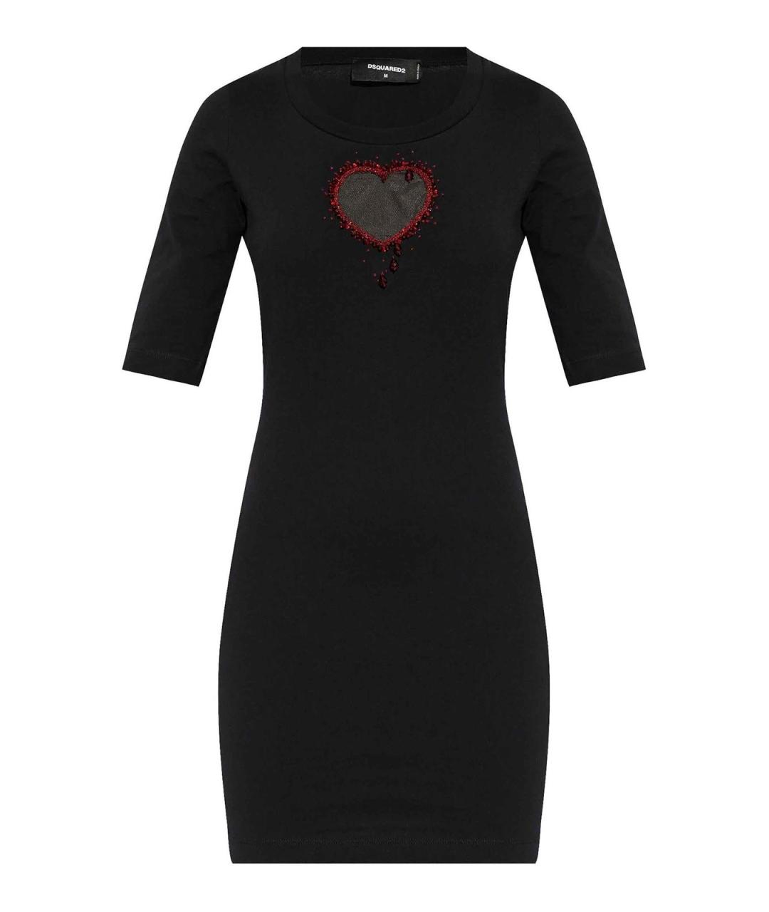 DSQUARED2 Черное хлопковое повседневное платье, фото 1