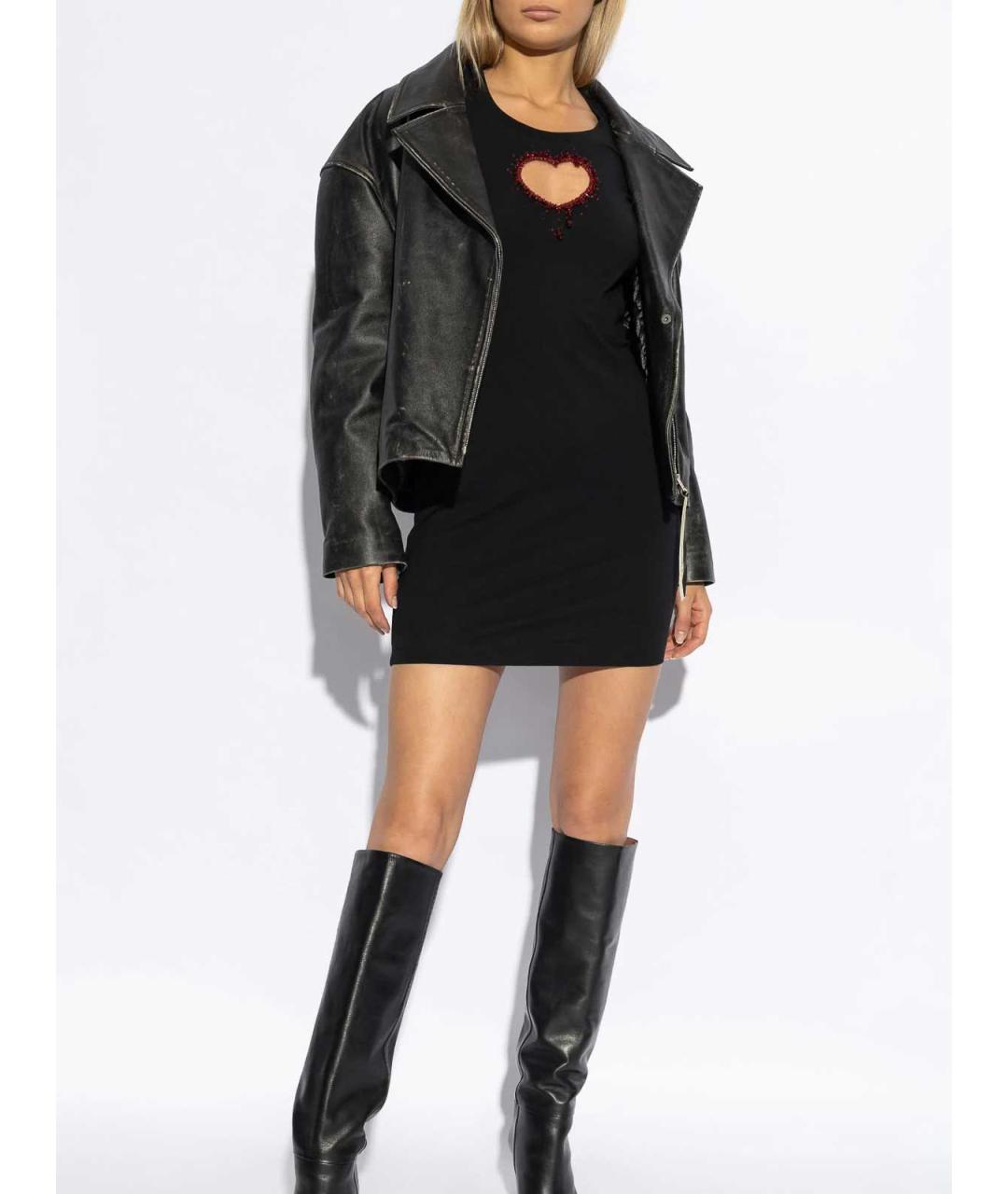 DSQUARED2 Черное хлопковое повседневное платье, фото 2