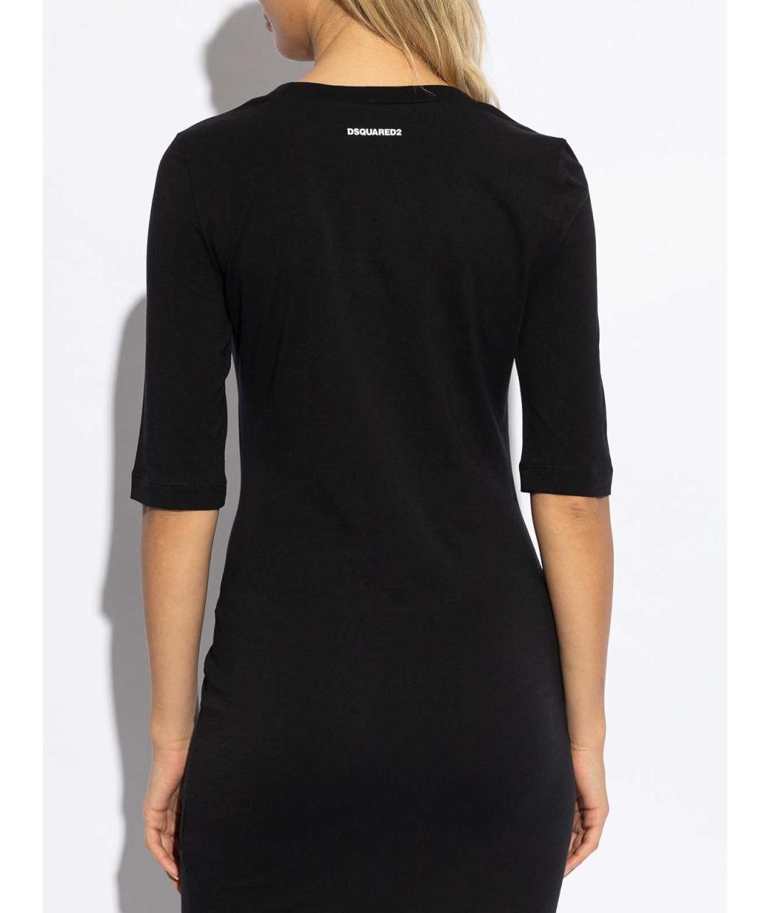 DSQUARED2 Черное хлопковое повседневное платье, фото 4