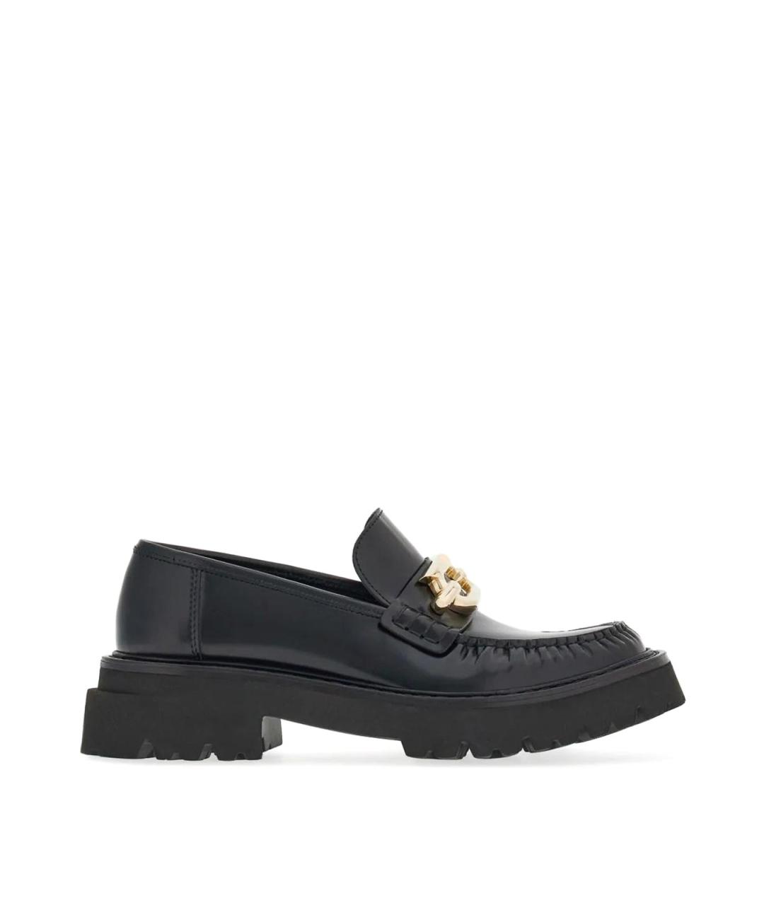 FERRAGAMO Черные кожаные лоферы, фото 1