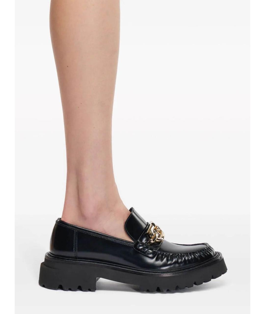 FERRAGAMO Черные кожаные лоферы, фото 4