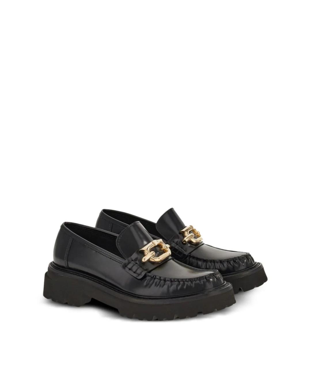 FERRAGAMO Черные кожаные лоферы, фото 2