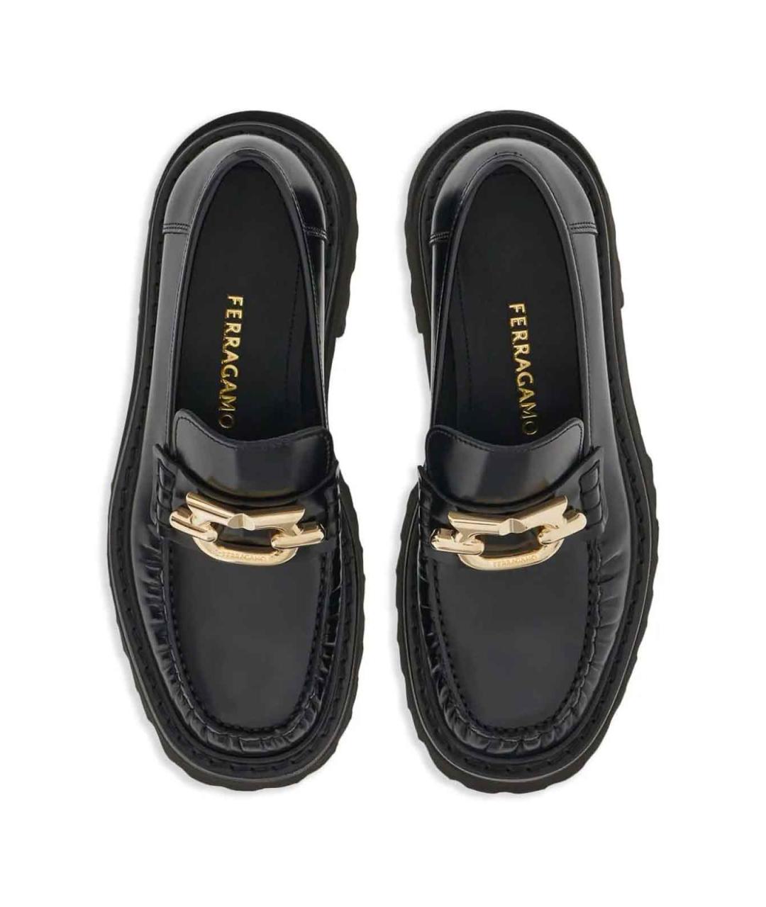 FERRAGAMO Черные кожаные лоферы, фото 3