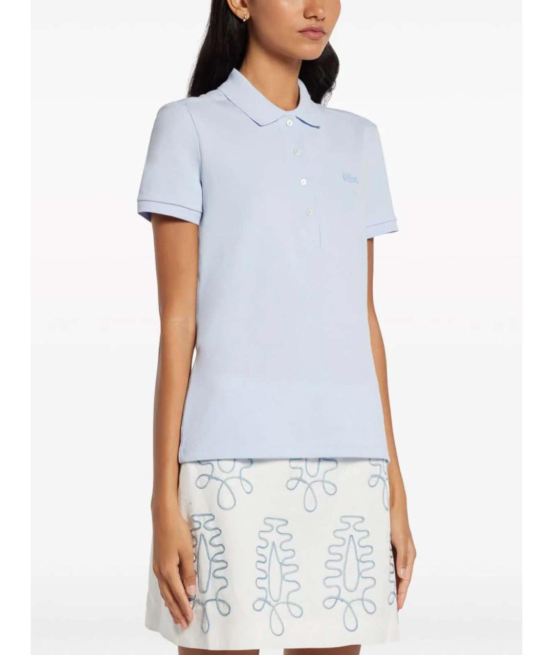 LACOSTE Голубая хлопковая футболка, фото 3