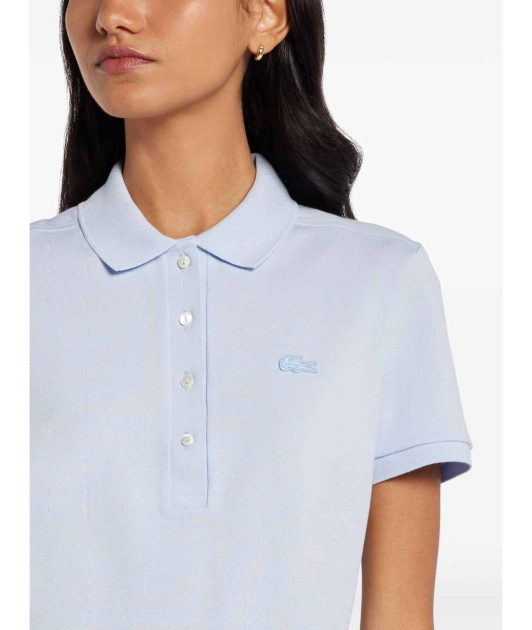LACOSTE Голубая хлопковая футболка, фото 5