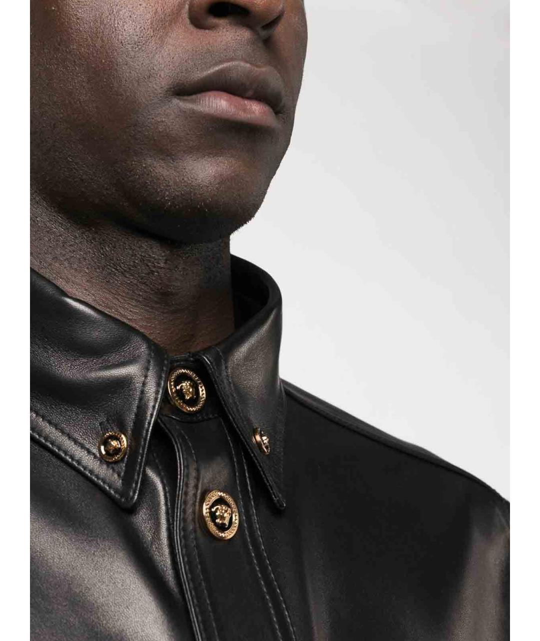 VERSACE Черная кожаная куртка, фото 3